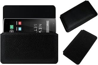 ACM Horizontal Leather Case Compatible with Oneplus One Mobile Cover Carry Pouch Holder Black