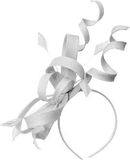 Caprilite Sinamay Headband Swirl Fascinator For Women Wedding Ascot Races (White)