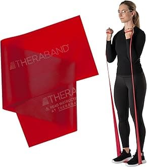 Professional Resistance Band, Red Level 2 Medium, 5 ft Exercise Band for Physical Therapy, Strength Training, Upper and Lower Body Workouts, Yoga and Pilates