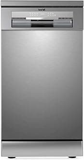 Baridi Slimline Freestanding Dishwasher, 45cm Wide with 10 Place Settings, 8 Programs & 5 Functions, LED Display, Silver - DH166
