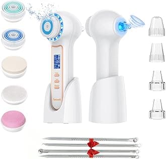Facial Cleansing Brush with Blackhead Remover, 3 in 1 Waterproof Face Scrubber with 3 Speed Modes, Blackhead Pore Vacuum with 3 Suction Levels, Deep Cleansing, Fully Rechargeable