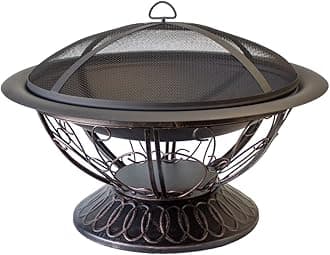 HilandAZ Patio Heaters Fire Pit with Scroll Design, Wood Burning