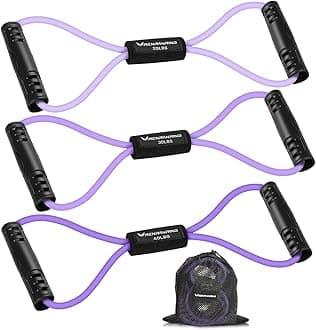 RENRANRING Figure 8 Fitness Resistance Bands with Handles - Exercise Tube Band Set of 3 for Arm and Shoulder Stretch, Rope 8 Word Elastic for Women and Men