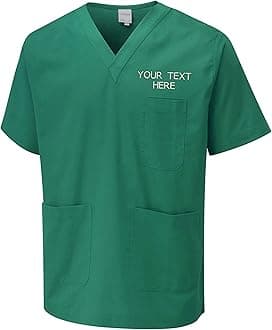 CustomPersonalised Embroidered Your Text Scrubs Tunic Health Care Hospital Medical Uniform Women Men Nurse Uniform Workwear Doctor Nurse Dress V Neck Line Regular Fit Top