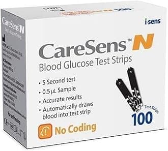 CareSens N 100 Glucose Test Strips with 100 Rossify Lancets | Accurate Blood Sugar Monitoring | Fast & Reliable Results | Compatible with CareSens N Glucometer | Diabetes Care Essentials