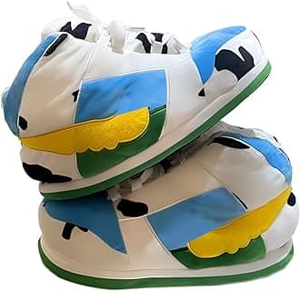Sneaker Slippers Non Slip Sole Indoor House Plush Slippers Unisex Indoor Floor Cotton Shoes (Blue3,5.5,12)