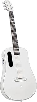 LAVA ME AIR Portable Carbon Fiber Electric Acoustic Guitar Beginner Travel Guitar with Integrated Effects and Magnetic Pickup.Silver