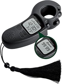Islamic Prayer Time and Athan Sound Reminder Digital Tasbih Counter, Full Azan Clock for USA and Worldwide, Portable - Black