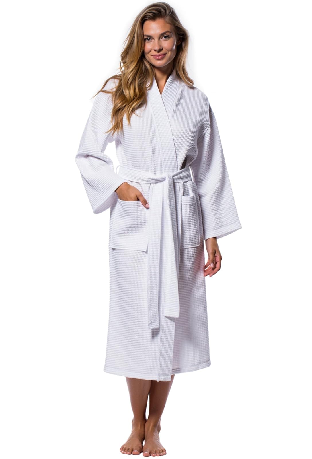 Lightweight Full-Length Robes For Women Waffle Kimono Bathrobe - Soft, Fast-Drying, Long-Lasting Cotton Blend Unisex