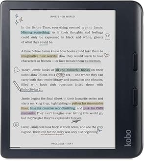 Libra Colour | eReader | 7” Glare-Free Colour E Ink Kaleido™ 3 Display | Dark Mode Option | Audiobooks | Waterproof | (Black)