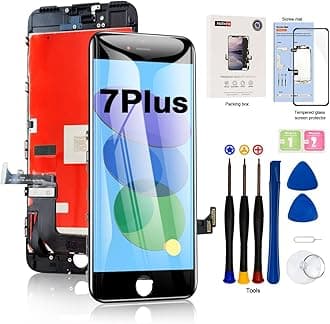 for iPhone 7 Plus LCD Screen Replacement Black 5.5 Inch Frame Assembly LCD Display 3D Touch Screen Digitizer with Repair Tools Kit Tempered Glass Screen Protector for A1784, A1785, A1661