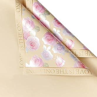 RUSPEPA 20 Sheets Flower Wrapping Paper, Rose Waterproof Floral Bouquet Wrapping Paper, Florist Supplies Packaging for Birthday, Wedding and DIY Crafts, Log Color