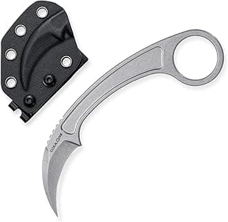 Fixed Blade Knife, 440C Blade Stainless Steel Handle, Tactical EDC Knife with Kydex Sheath, Lightweight Outdoor Knife for Survival, Camping OK109 (Silver)