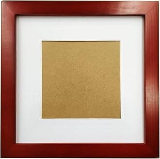 ZXT-parts 7x7 Picture Frames Red with 4x4 Mat. 7x7 Black Square Photo Frame. Solid Wood, Plastic Panel, The Tabletop or The Wall.