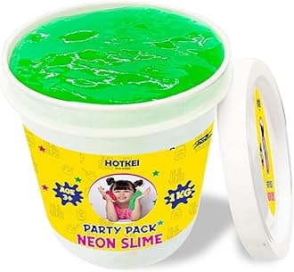 HOTKEI 1 Kg Neon Green Fruit Scented Big Slimy Gel Jelly Putty Toy Slime Bucket Kit Set for Girls Boys Kids