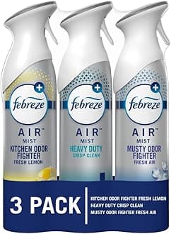 Febreze Air Freshener Spray, Odor-Fighting Room Spray, Heavy Duty Bundle, Heavy Duty Kitchen, Heavy Duty Crisp Clean, Musty Odor Fighter Scent Mix, 8.8oz, 3 Count