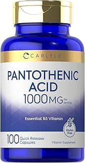 Carlyle Pantothenic Acid Vitamin B5 | 1000mg | 100 Capsules | Non-GMO, Gluten Free Supplement