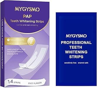 Teeth Whitening Strips – Gentle Pap Formula for Sensitive Teeth – No Sensitivity, No Residue – Dry-Adhesion Technology – Easy & Travel-Friendly Use – 7 Pairs (14 Strips), 1 Week Supply