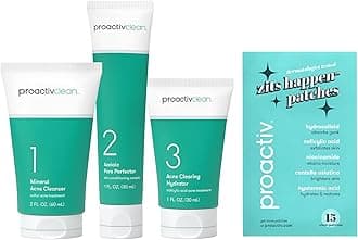 Clean 3 Step Acne Routine w/ Pimple Patches- Sulfur Acne Treatment Cleanser, Azelaic Acid Serum, and Facial Moisturizer for Sensitive, Acne-Prone Skin- 30 Day Acne Kit with Pimple Patches