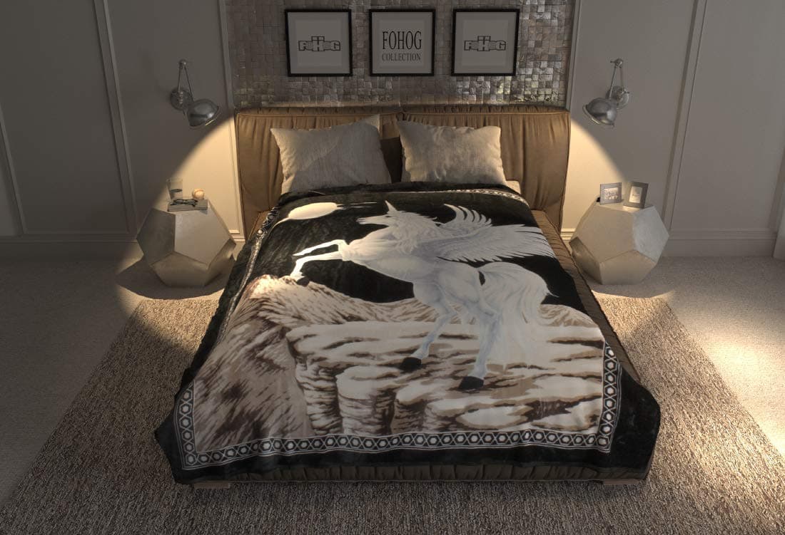 SOLARON Unicorn Queen Bed Blanket, Black