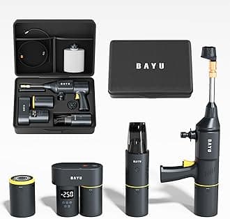 BAYU 4 in 1 Car Smart Kit, 19000PA Car Vacuum Cleaner, 200PSI Cordless Pressure Washer, 150PSI Tire Inflator Portable Air Compressor, 15000mAh Portable Charger for Car, Bike, Motor (E-Pro)