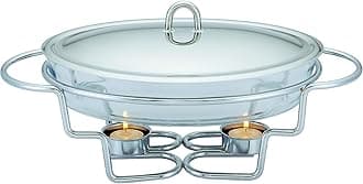 3 QT Chafing Dish Buffet Set | Food Warmers for Parties Buffet, Oven Safe Glass Serving Dish with Stainless Steel Base and Cover