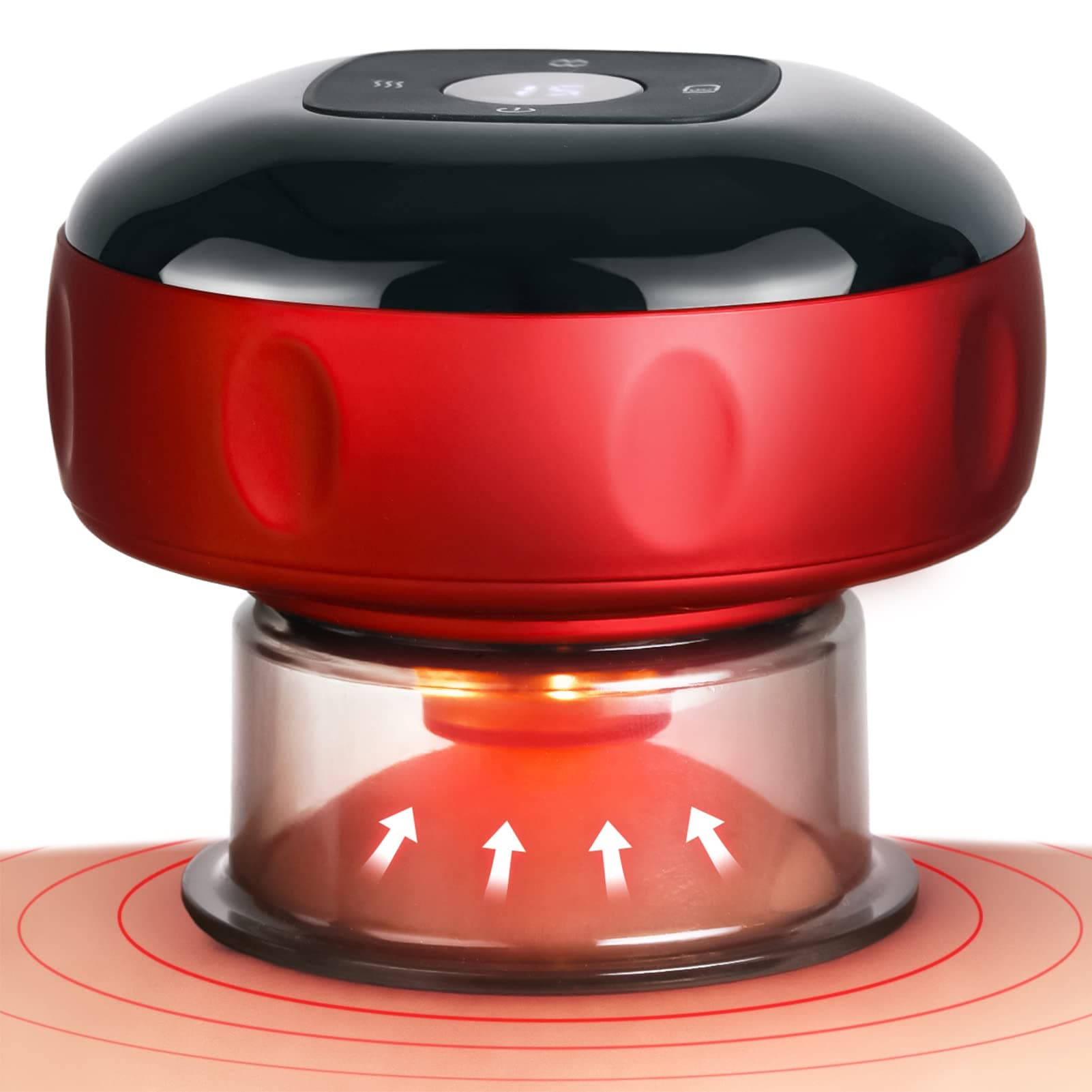 Becommend 5-in-1 Smart Dynamic Cupping Therapy Set with 20-Level Heat & Suction, Cupping Kit for Massage Therapy, Electric Cupping Device with Red Light for Back Pain, Knots, Soreness Relief (Red)