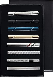8Pcs Tie Clips for Men,Black Gold Blue Silver Tie Bar Clip Set for Regular,Tie Bar Clip is a Gift for Father,and Lover,Suitable for Wedding Business Gifts
