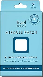 Rael Pimple Patches, Miracle XL Spot Control Cover - Hydrocolloid Acne Pimple Patch for Face, Zits & Blemish, Back and Body, Korean Skin Care (8 Count)