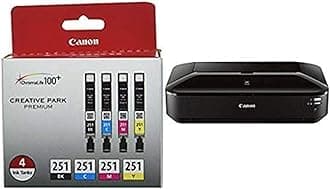 CLI-251 BK/CMY 4PK (4-Color Pack), Black,Cyan, Magenta, Yellow AND PIXMA iX6820 Wireless Business Printer with AirPrint and Cloud Compatible, Black