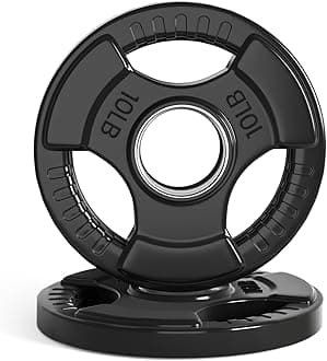 LIONSCOOL 2-Inch Rubber Olympic Grip Weight Plates for Strength Training, Weightlifting, Solid Cast Iron Plate for Barbell in Single/Pair/Set for Home & Gym (2.5-45LB), One Year Warranty