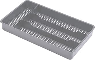 Dial Industries Small Cutlery, Utensil, Silverware Kitchen Drawer Organizer Tray, Grey
