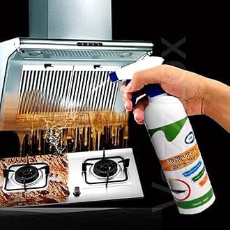 Kitchen Cleaner Spray Oil & Grease Stain Remover Stove & Chimney Cleaner Spray Non-Flammable Nontoxic Magic Degreaser Spray for Kitchen Gas Stove Cleaning Spray for Grill & Exhaust Fan (450ml)