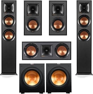 Reference 5.2 Dolby Atmos Home Theater System with R-625FA Floorstanding Speakers, R-52C Center, R-41M Surrounds & 2X R-12SW 12" Powered Subwoofer, Black (Speaker System + 2X Subwoofers)