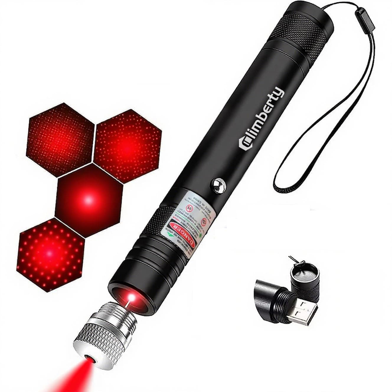 Laser Light USB Rechargeable Red Laser Pointer, 2000 Metres Laser Pointer High Power Pen, Cat Laser Toy, Long Range Red Laser Pointer for Presentations, Stargazing, Hiking (Red Light)