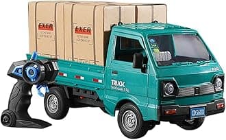 GoolRC Remote Control Car Kei Truck, 1:16 Scale RC Transport Pickup Truck with Spray and Light, 2.4GHz All Terrain RC Cars for Teens and Adults Christmas or Birthday Gift (Green)
