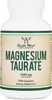 Magnesium Taurate Supplement For Sleep, Calming, and Cardiovascular Support (1500mg, 210 Vegan Capsules) Made in USA, by Double Wood Supplements