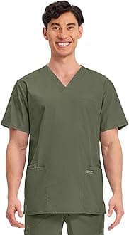 Cherokee Men's V-Neck Top Traditional fit with 4 Pockets, Ultra Soft, Durable, Fade Resistant, 2-Way Stretch Fabric - WW695