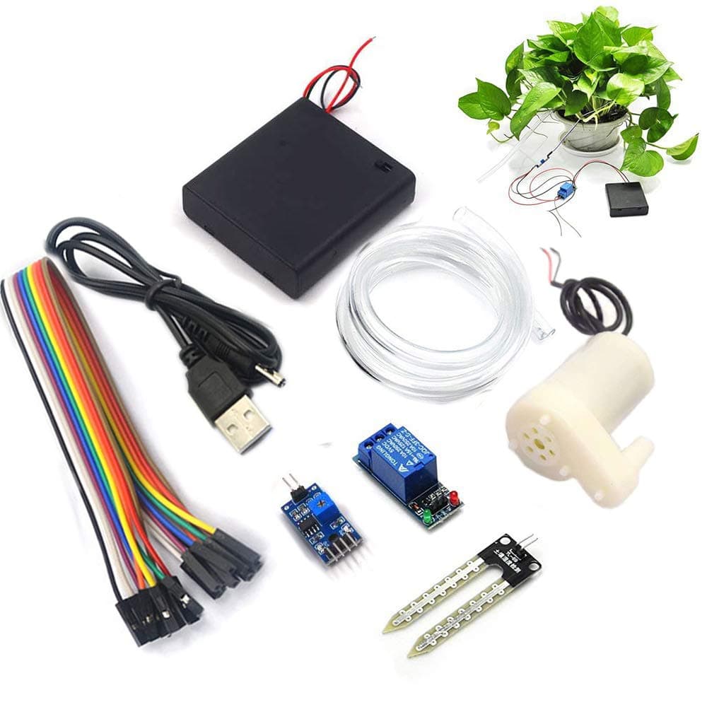 – Automatic Irrigation DIY Kit Self Watering System,with Soil Moisture Sensor 5V Relay Module and Water Pump+0.5M Vinyl Tubing for Arduino Garden DIY Kit