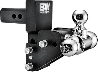 B&W Trailer Hitches MultiPro Tow & Stow Adjustable Trailer Hitch Ball Mount Compatible with MultiPro Tailgate - Fits 2" Receiver, Tri-Ball (1-7/8" x 2" x 2-5/16"), 2.5" Drop, 10,000 GTW - TS10064BMP