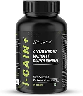 Ayuvya i-Gain+ Ayurvedic Weight Gainer| Helps in Increasing Muscle Mass & Strength | Ayurvedic Weight gain Tablets | New & Improved Formula | 100% Ayurvedic | 90 Tablets