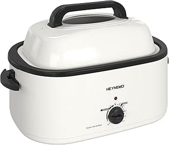 Roaster Oven 22Qt, Multifunctional Electric Roaster Oven for Turkey Meats Bread Soup Sauce, Fast-Cooking Turkey Roaster with Self-Basting Lid, Removable Pan and Rack, Stainless Steel