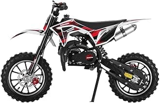 Upgraded 49cc Kids Mini Motorcycle – Gas-Powered Off-Road Pit Bike with Dual Disc Brakes, 10" Anti-Slip Tires & 2-Stroke Engine, Durable Frame for Youth & Beginners (Ages 6-12) Black