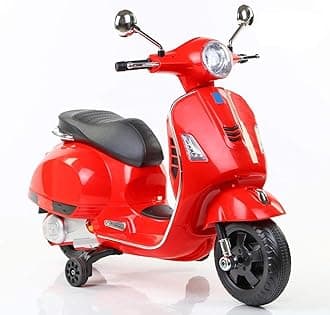 Don't Cry Vespa Scooter New Edition For Kids: Electric Ride-On With Foot Accelerator, Ages 3-7, Pink, Red, Blue (Red)
