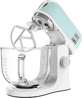 Kenwood KMX754APB Stand Mixer for Baking, Stylish Kitchen Mixer with K-beater, Dough Hook and Whisk, 5L Glass Bowl, Removable Splash Guard, 1000 W, Pastel Blue