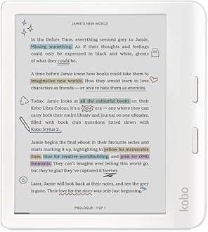 Libra Colour | eReader | Kaleido™ 3 7-inch Glare-free Display | Dark Mode Option | Audiobooks | Waterproof | White