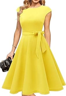 DRESSTELLS Cocktail Dress for Woman 2023, Christmas Party Holiday Dresses, Formal Wedding Guest Dress, Yellow, Small