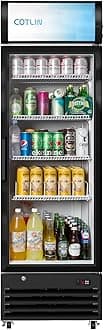 COTLIN Commercial Merchandiser Refrigerator with LED Lighting Single Dual-Layer Glass Door, 9.0 Cu Ft Upright Display Beverage Cooler with Extra Shelves Drink Holders, ETL NSF Approved