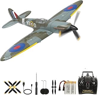 RC Plane 4CH RC Airplane Upgrade Spitefire V2 Fighter Remote Control Airplanes RTF Ready to Fly Sport Toy for Beginners Adult with Xpilot Stabilization System & One Key Aerobatic