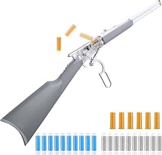 Foam Dart Blaster with Shell Ejection Soft Dart Blaster 38inch Dart Blaster with 6pcs Shells,20pcs Soft Foam Darts for 14+ Years Old Outdoor Games (Gray)